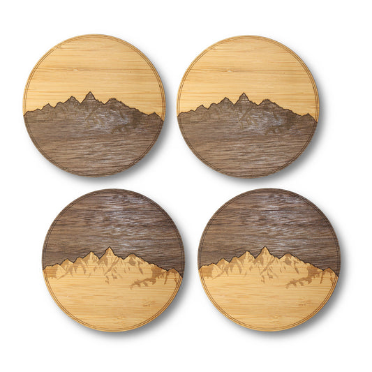 Wood Coasters (Mountains in Black Walnut & Bamboo)