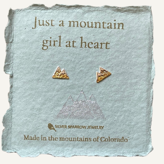 Sterling Silver Gold Mountain Stud Earrings