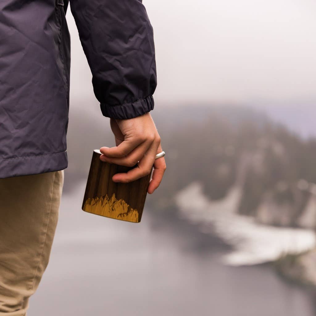 Mountain Flask 6 oz. Wooden Hip Flask
