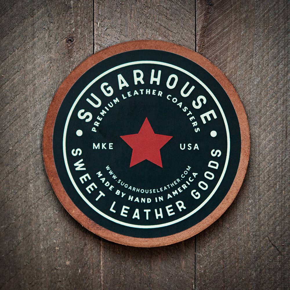 The Mountains Are Calling Leather Coaster