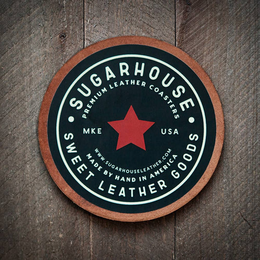 The Mountains Are Calling Leather Coaster