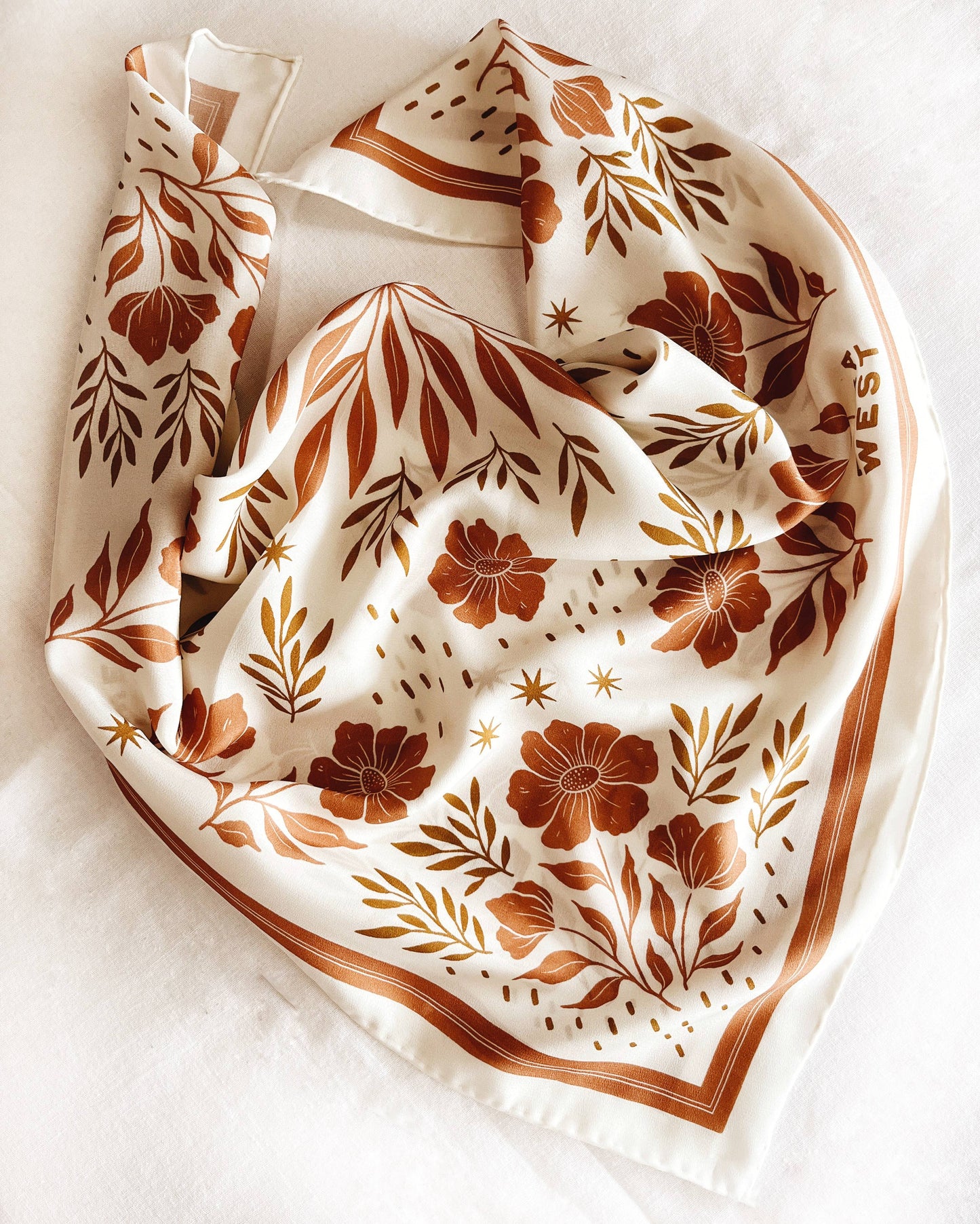 100% Silk Bandana Scarf - Desert Floral