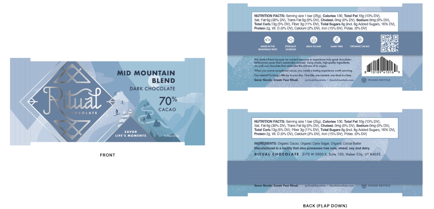 Mid Mountain Blend Mini Bar 25g, Dark Chocolate 70% Cacao