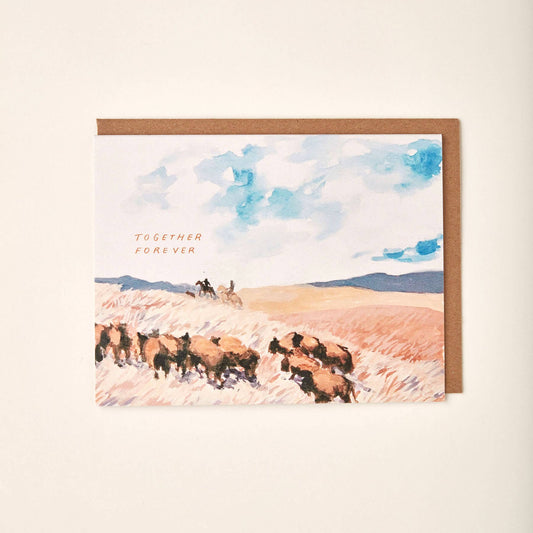 Together Forever Bison Love Western Country Rancher Card