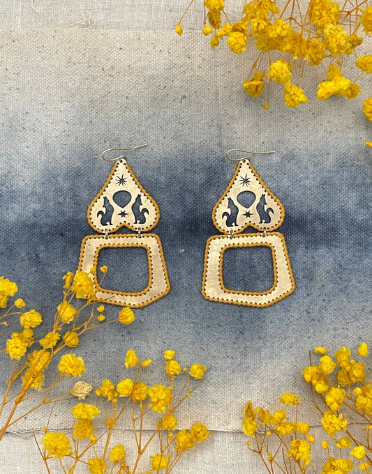 Wolf Brass Earrings, Bohemian Contemporary Handmade Jewelry