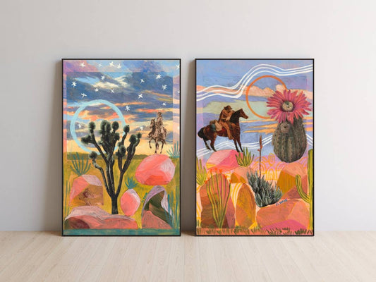 Wild West Mixed Media Collage Print