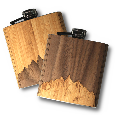 Mountain Flask 6 oz. Wooden Hip Flask