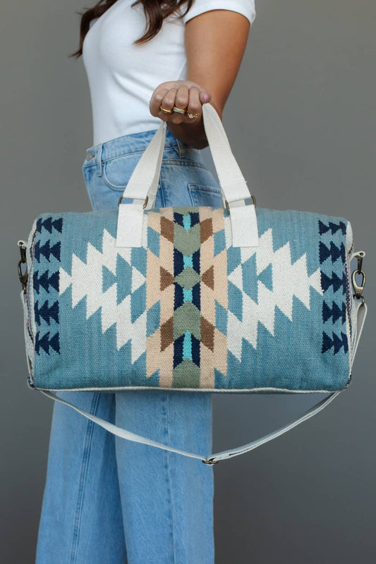 Lt. Blue, Cream & Tan Western Duffel