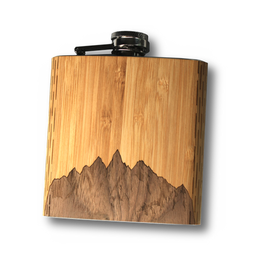 Mountain Flask 6 oz. Wooden Hip Flask