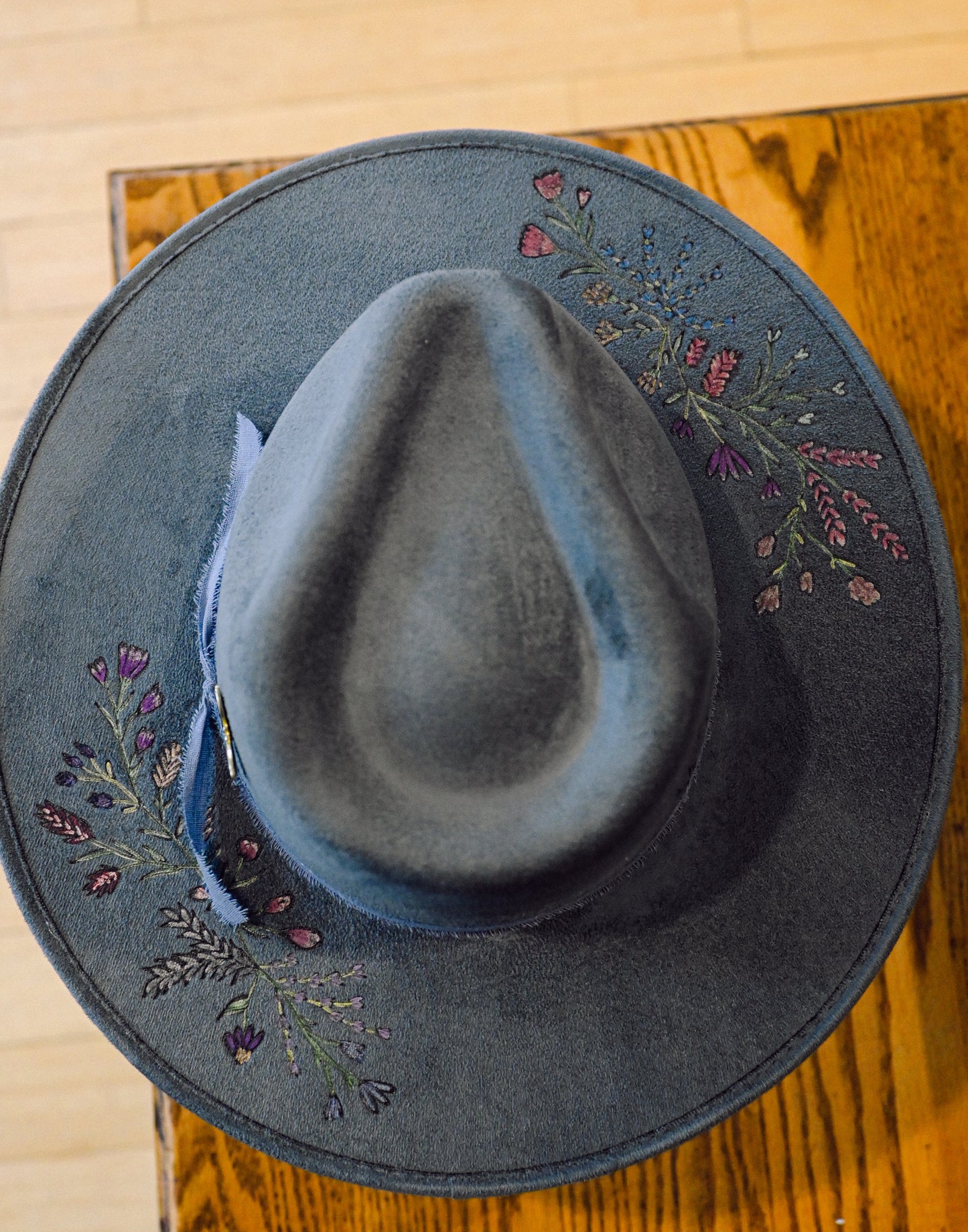 The Christina - Hand-Burned and Hand-Painted Wildflower Hat