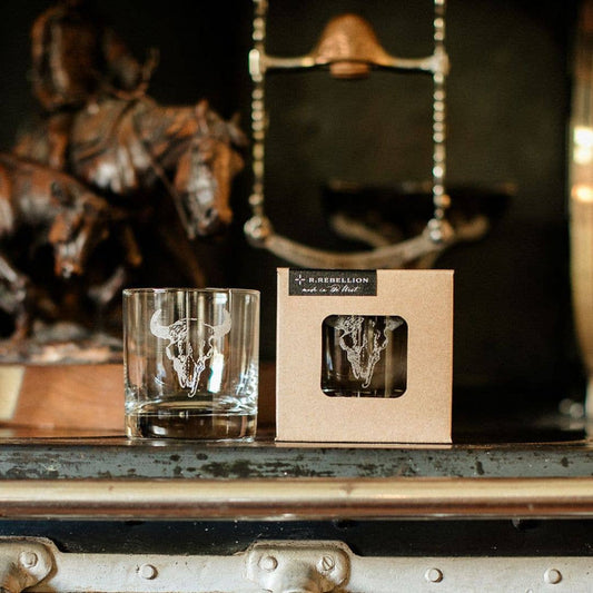 Buffalo - Western Etched Old Fashioned Whiskey Glass 11 oz