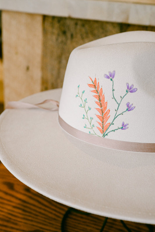 The Annie - Hand-Burned and Hand-Painted Wildflower Hat