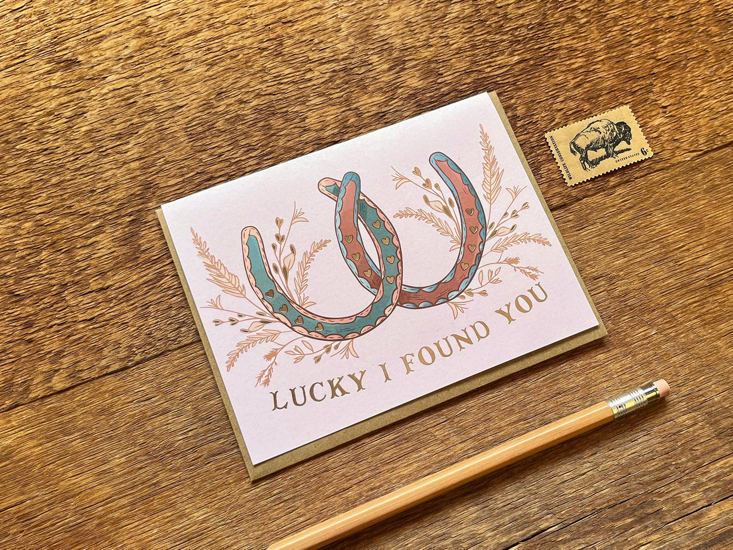 Lucky Us Horseshoes Card