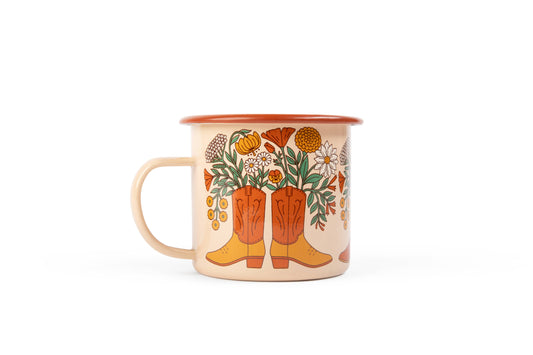 Enamel Coffee & Camp Mug | Western Bloom | 16 Oz | Cowboy