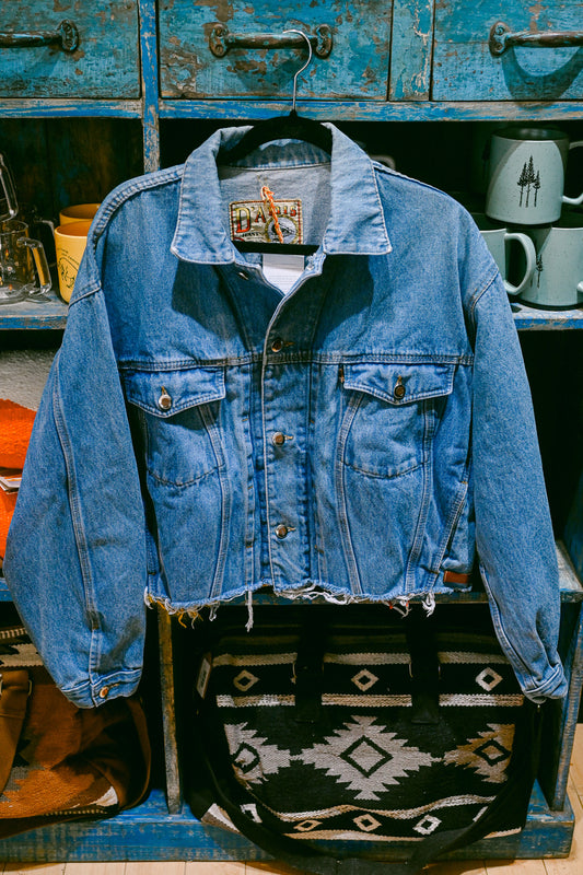 Upcycled Denim Jacket with Moroccan Textile