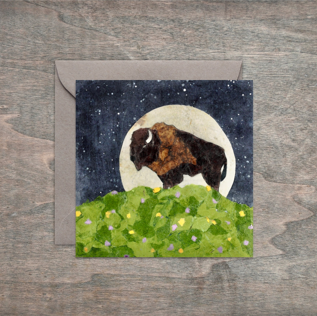 Starry Night Buffalo - Kris Batchelder Greeting Card