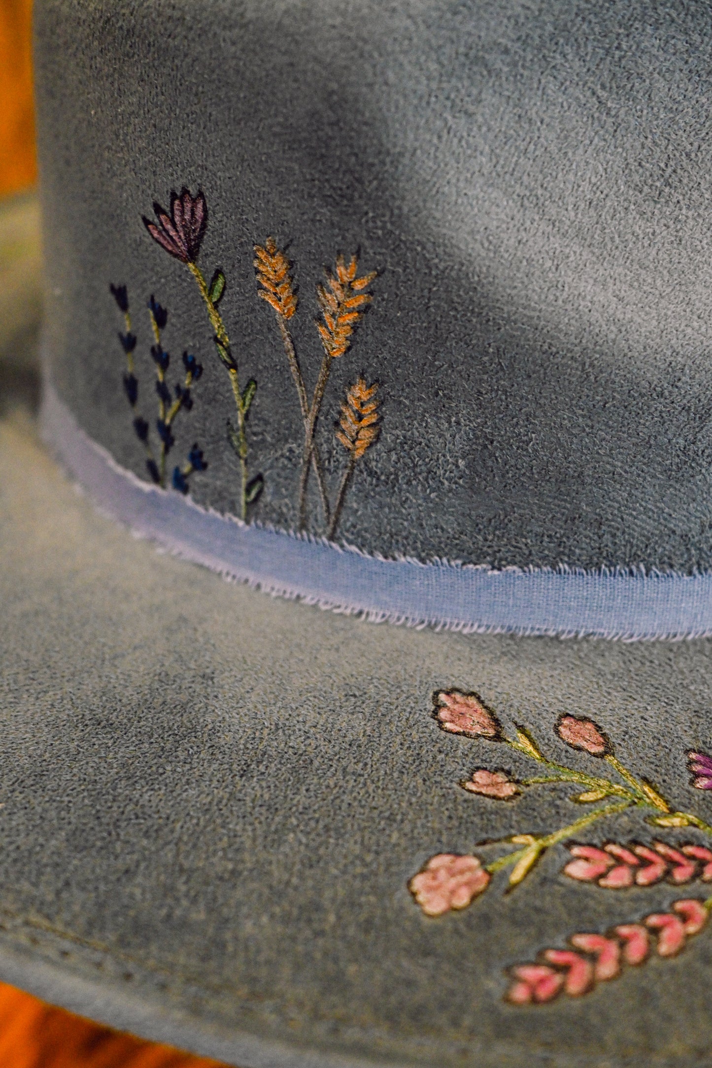 The Christina - Hand-Burned and Hand-Painted Wildflower Hat