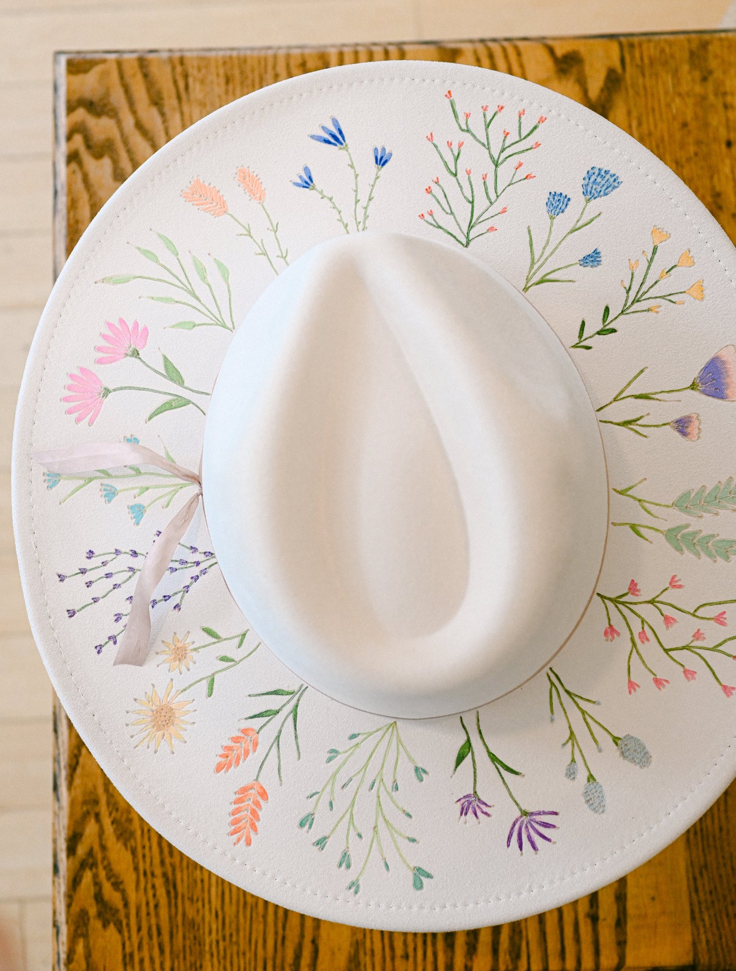 The Helena - Hand-Burned and Hand-Painted Wildflower Hat