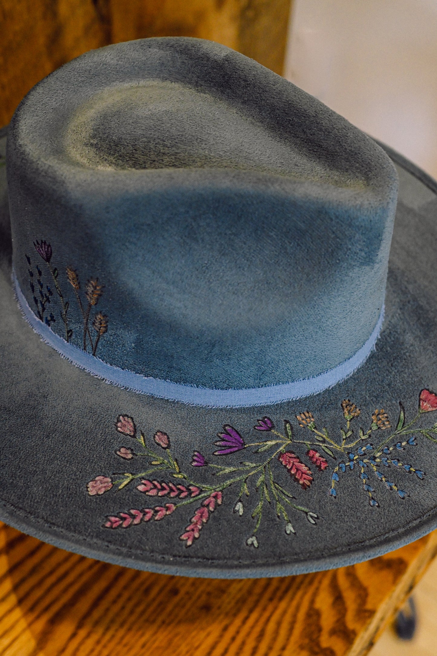 The Christina - Hand-Burned and Hand-Painted Wildflower Hat