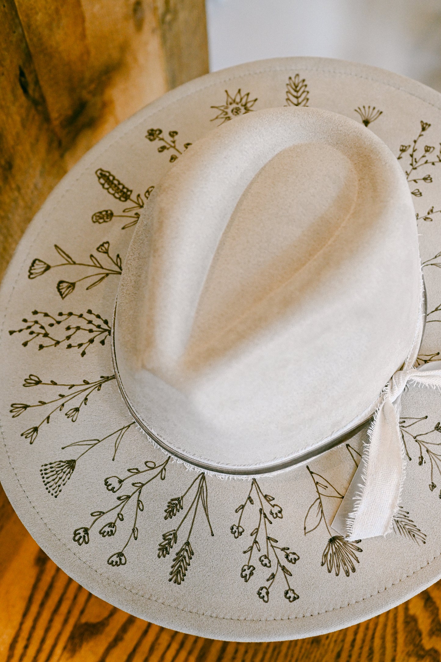The Cheyenne - Hand-Burned Wildflower Hat