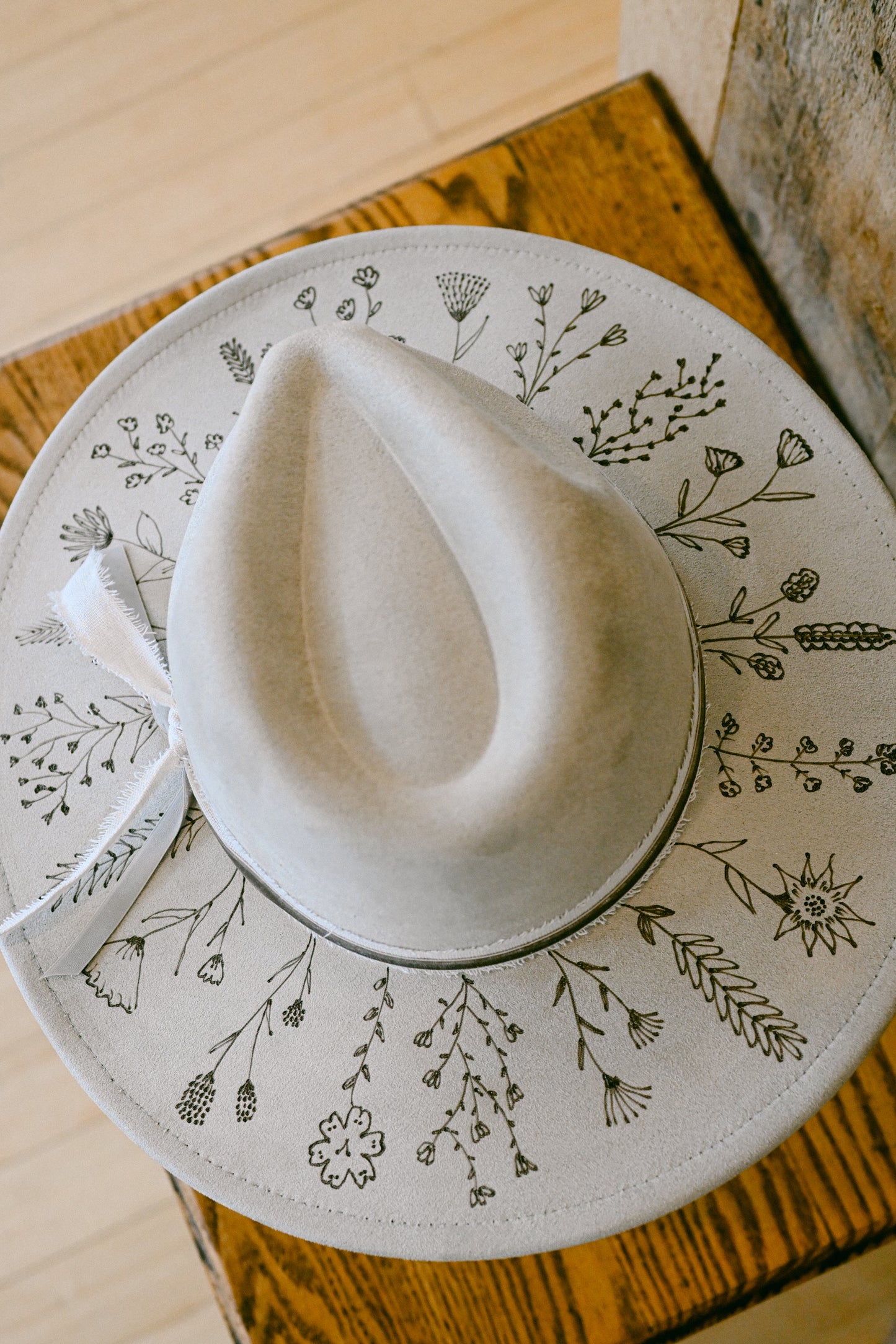 The Cheyenne - Hand-Burned Wildflower Hat