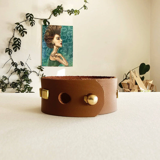 Brown Stella Leather Cuff Bracelet