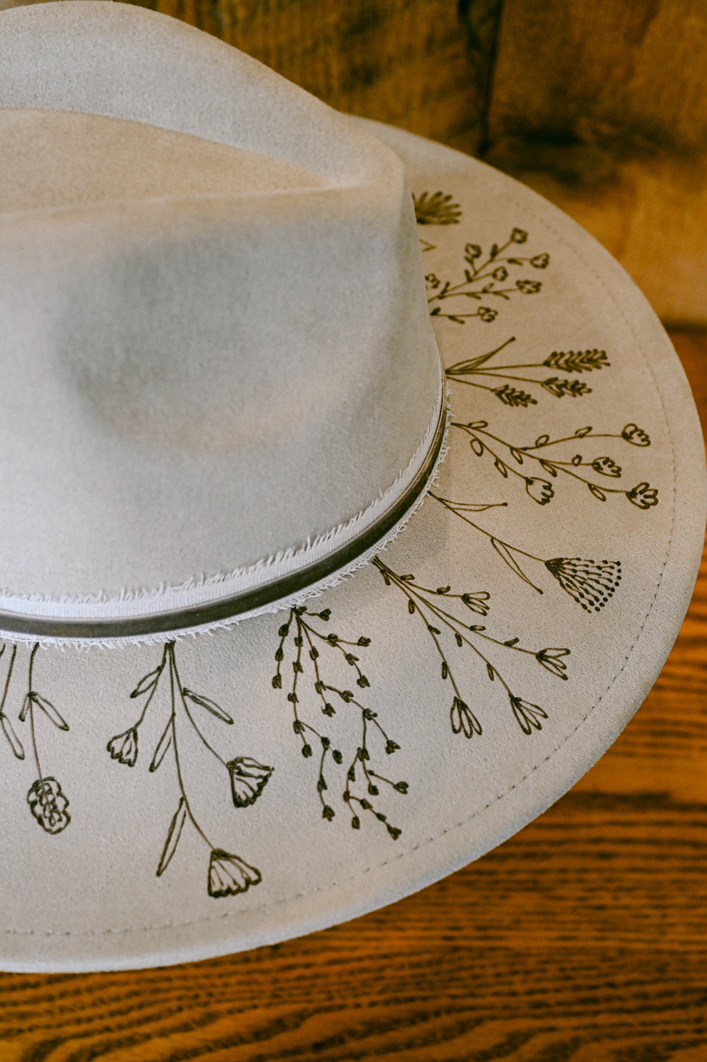 The Cheyenne - Hand-Burned Wildflower Hat