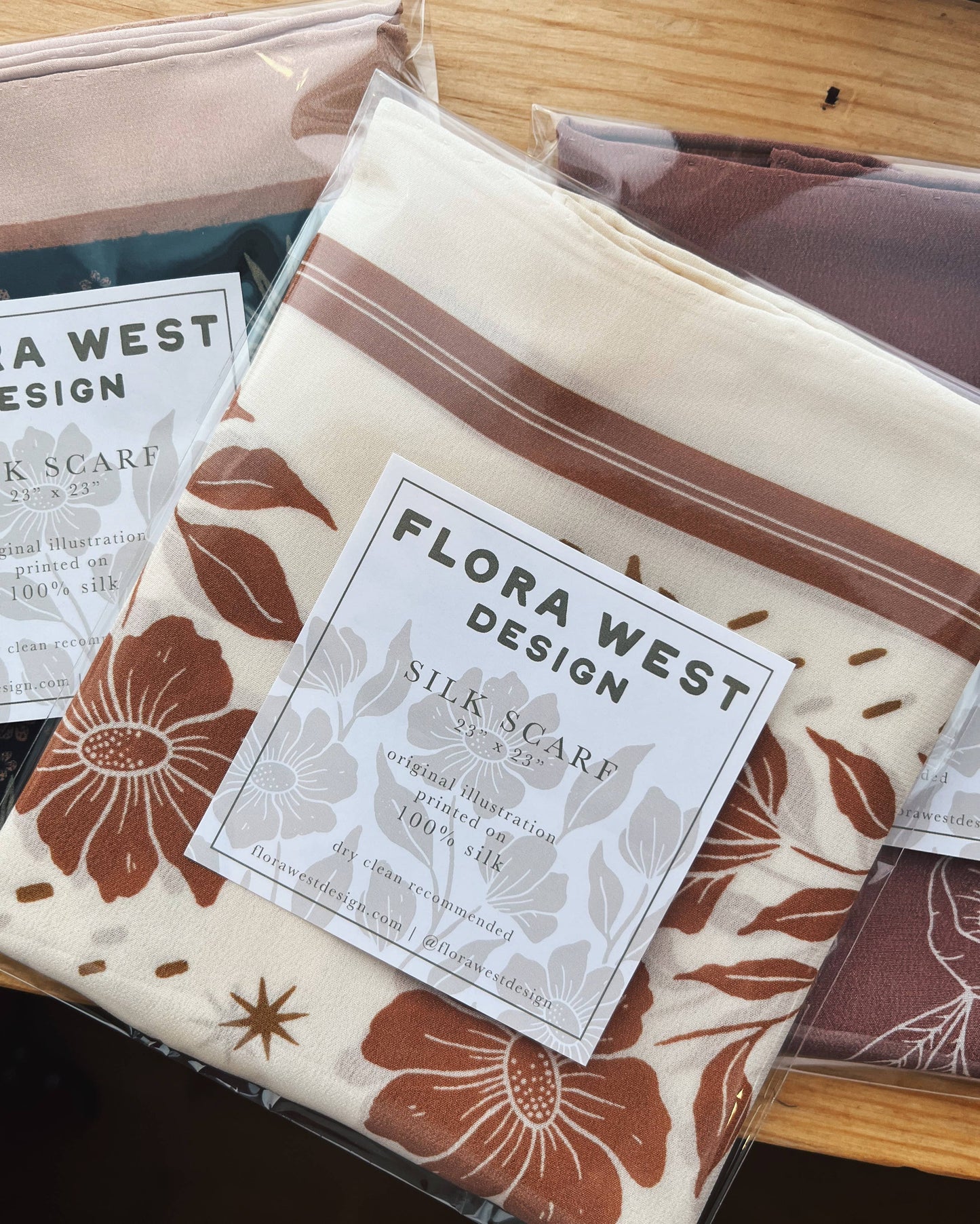 100% Silk Bandana Scarf - Botanical Garden Floral
