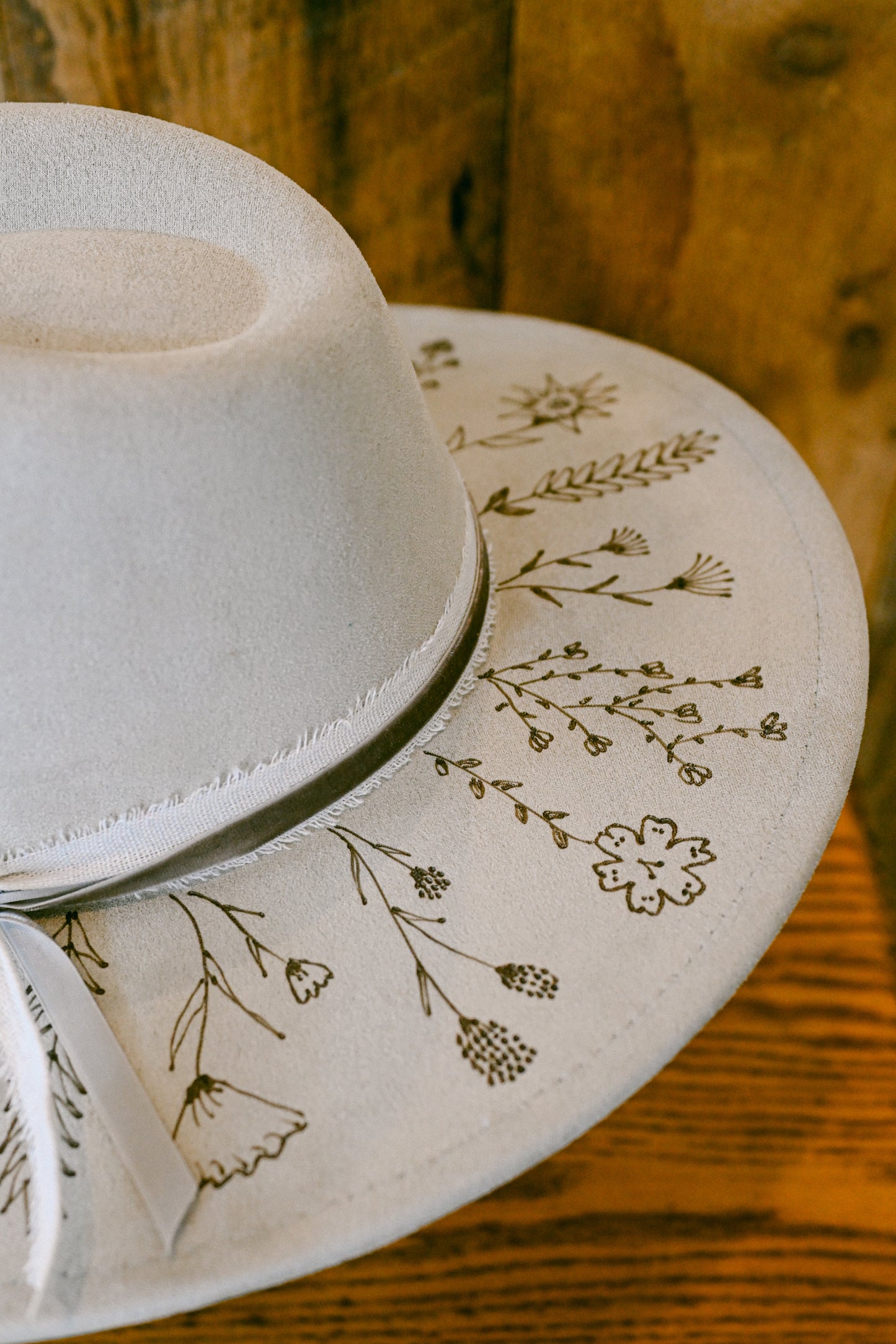 The Cheyenne - Hand-Burned Wildflower Hat