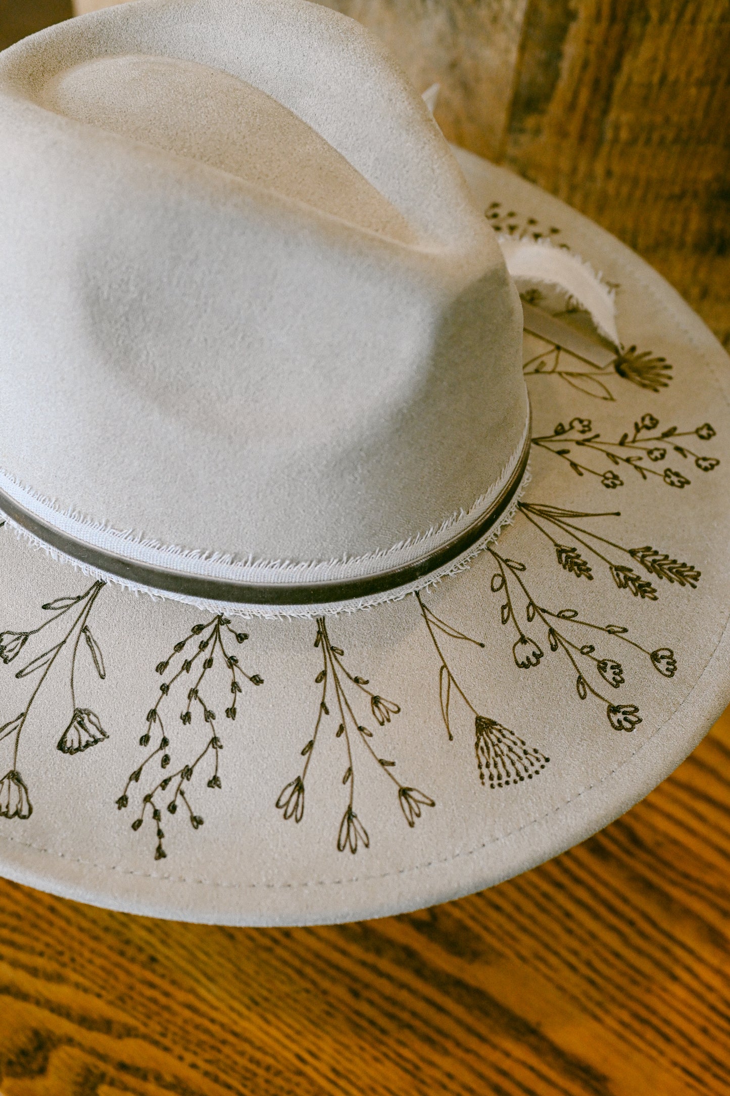 The Cheyenne - Hand-Burned Wildflower Hat