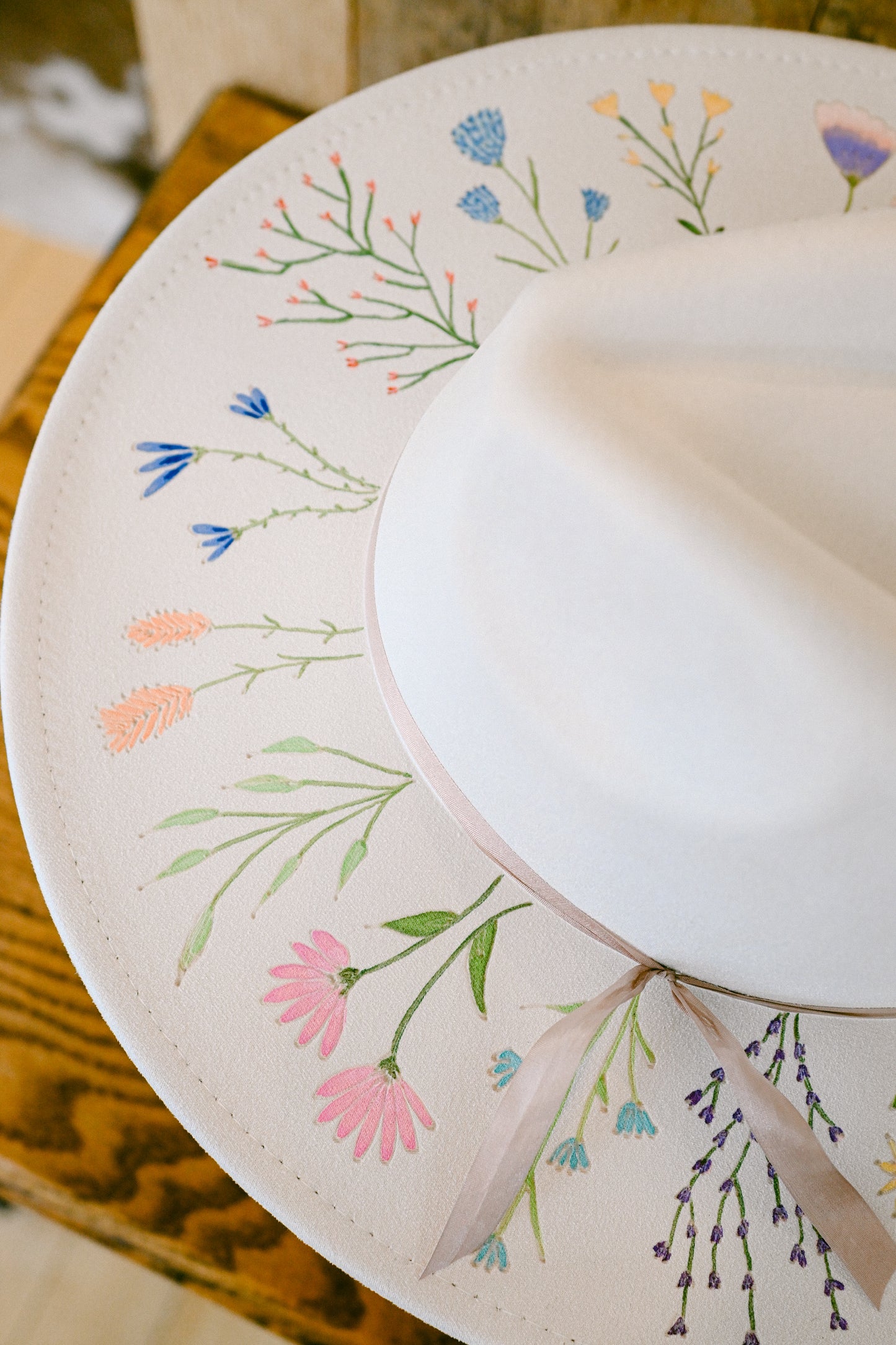 The Helena - Hand-Burned and Hand-Painted Wildflower Hat
