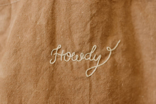 Howdy Hand Dyed Embroidered Tote Bag