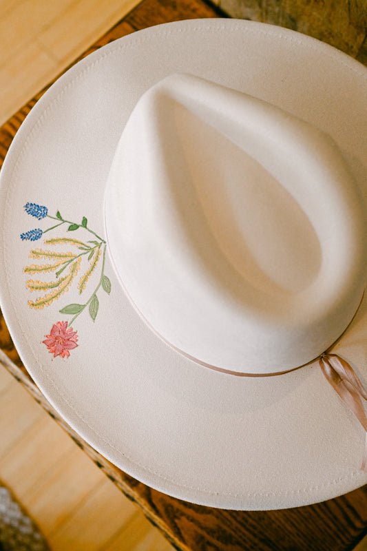 The Annie - Hand-Burned and Hand-Painted Wildflower Hat