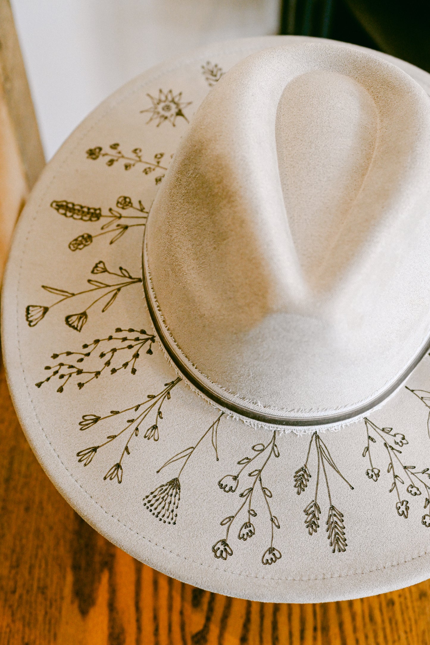 The Cheyenne - Hand-Burned Wildflower Hat