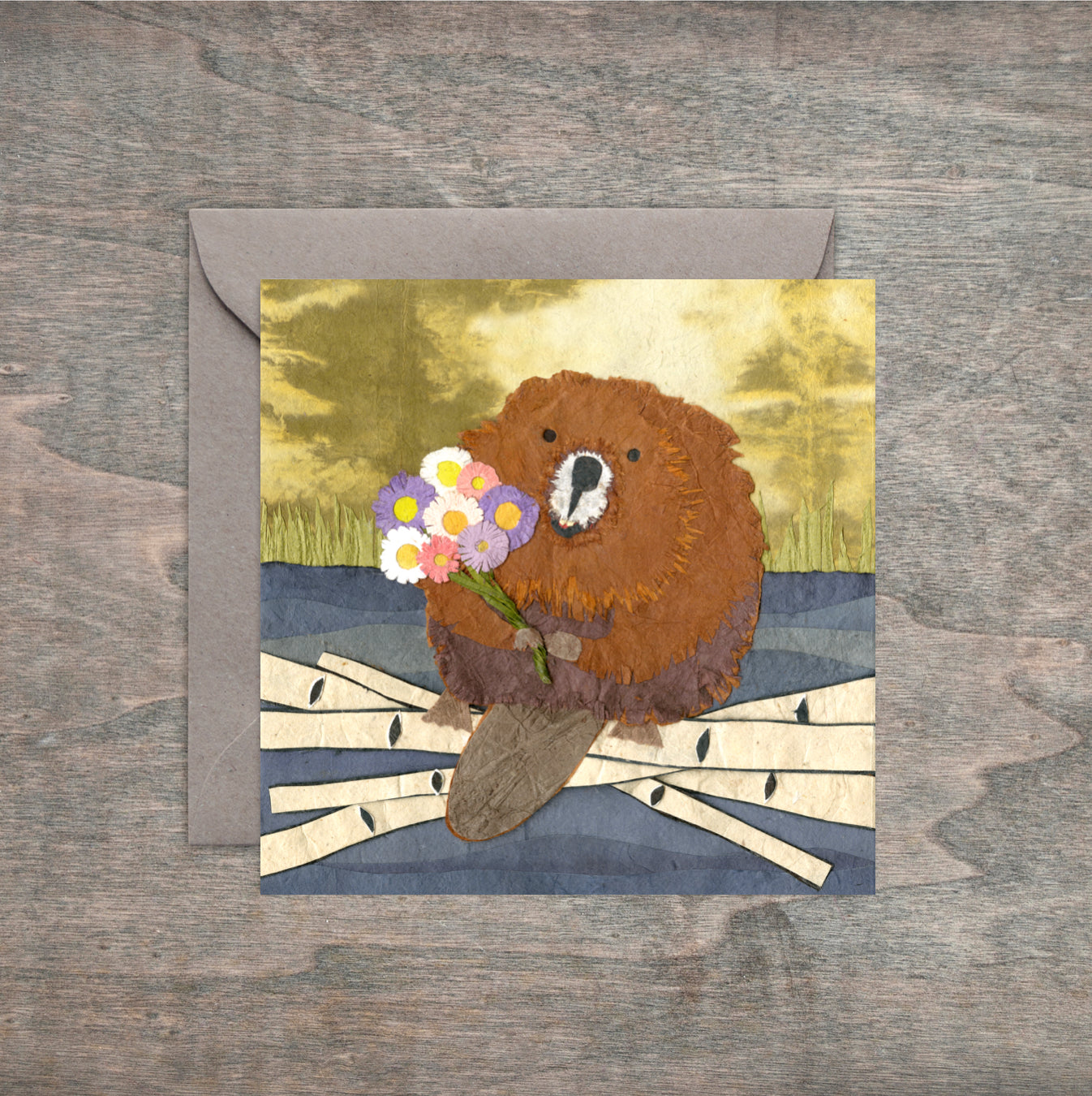 Beaver and Asters - Kris Batchelder Greeting Card