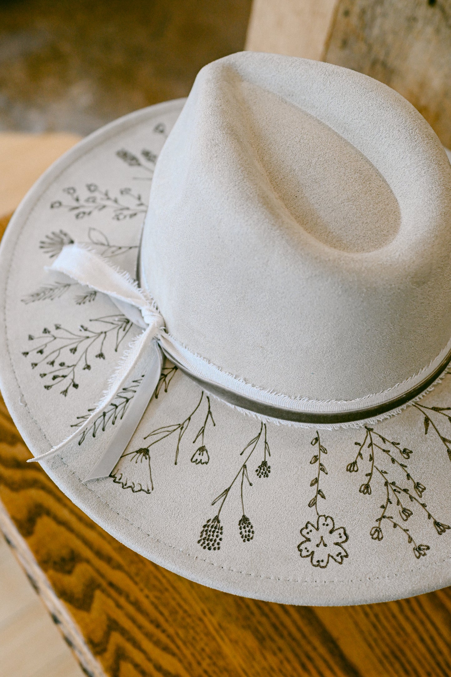 The Cheyenne - Hand-Burned Wildflower Hat