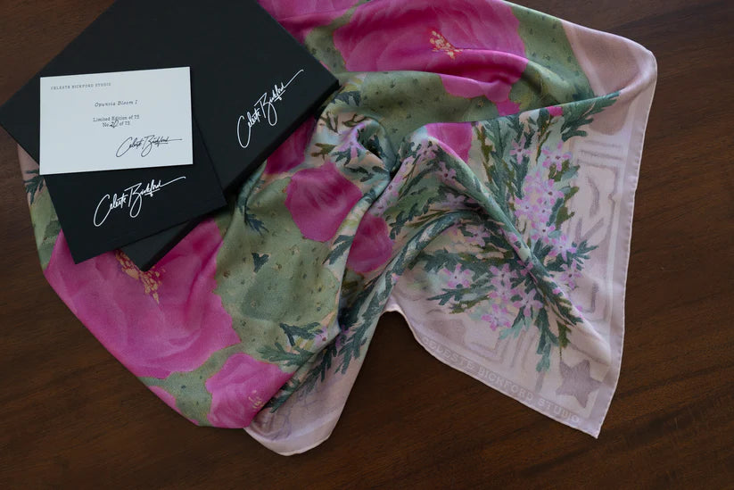 Celeste Bickford Prickly Pear & Sage - Fine Art Silk Scarf
