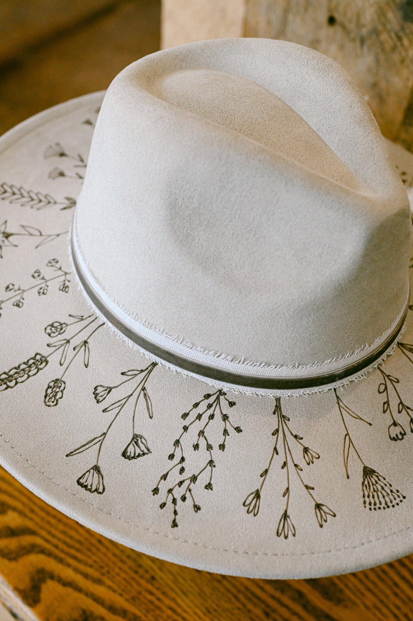 The Cheyenne - Hand-Burned Wildflower Hat