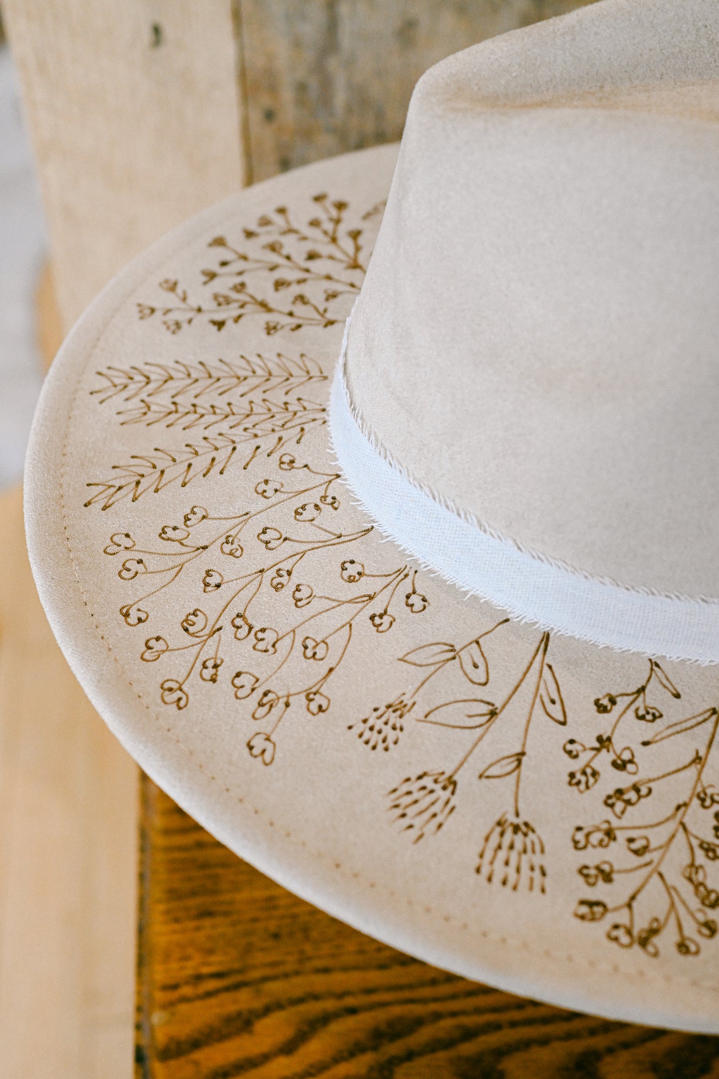The Harper - Hand-Burned Wildflower Hat