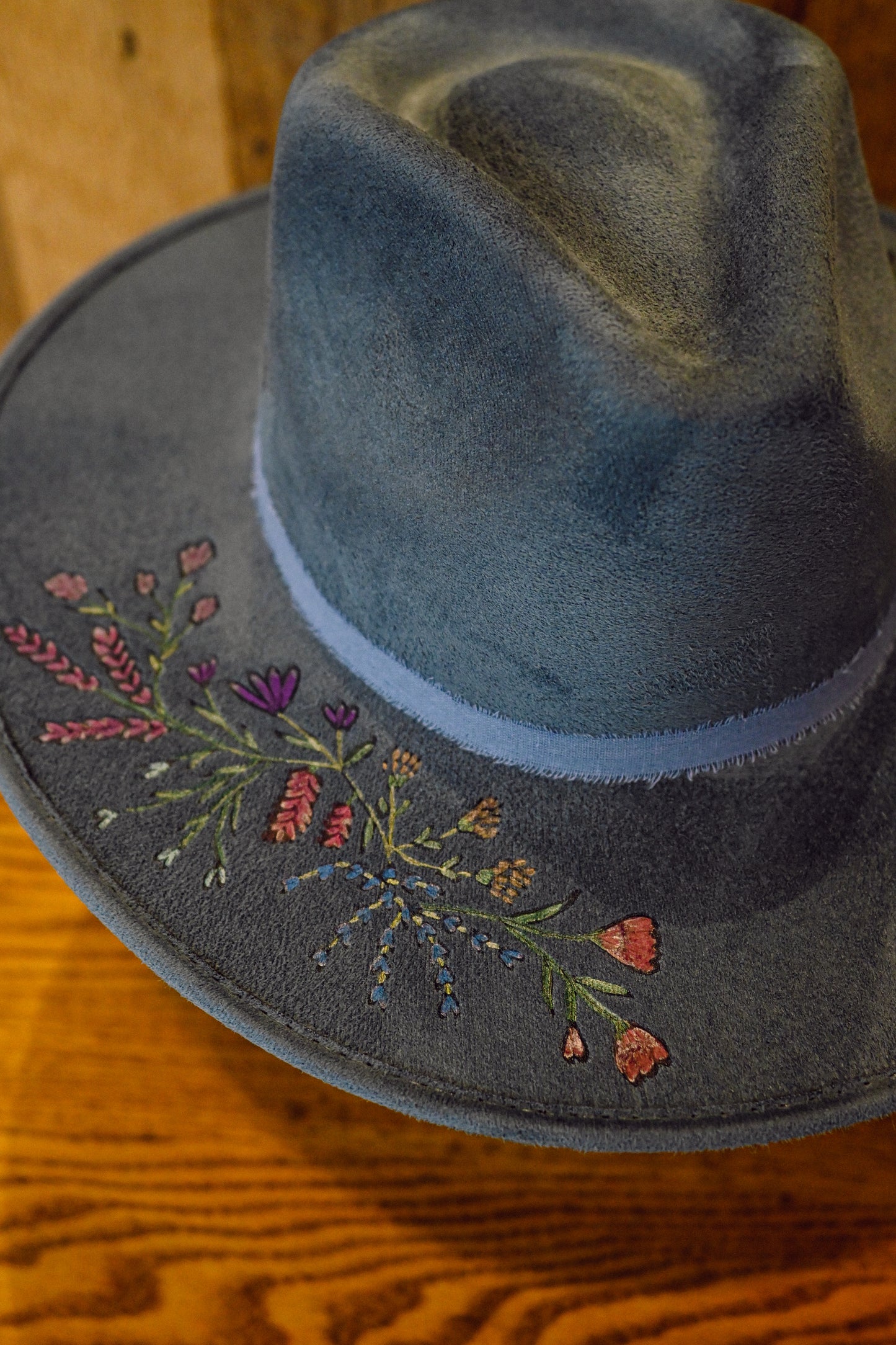 The Christina - Hand-Burned and Hand-Painted Wildflower Hat