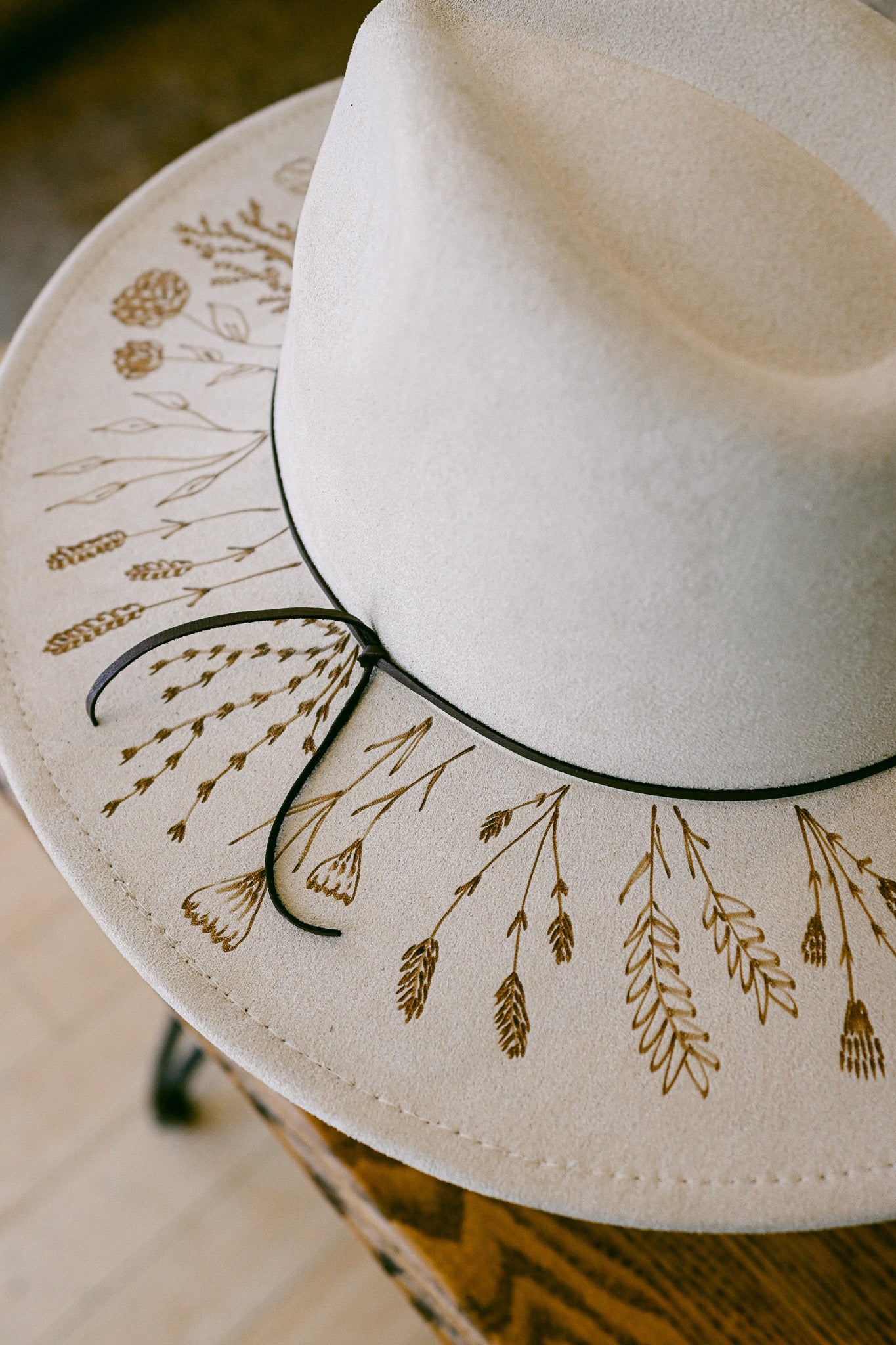 The Willow - Hand-Burned Wildflower Hat