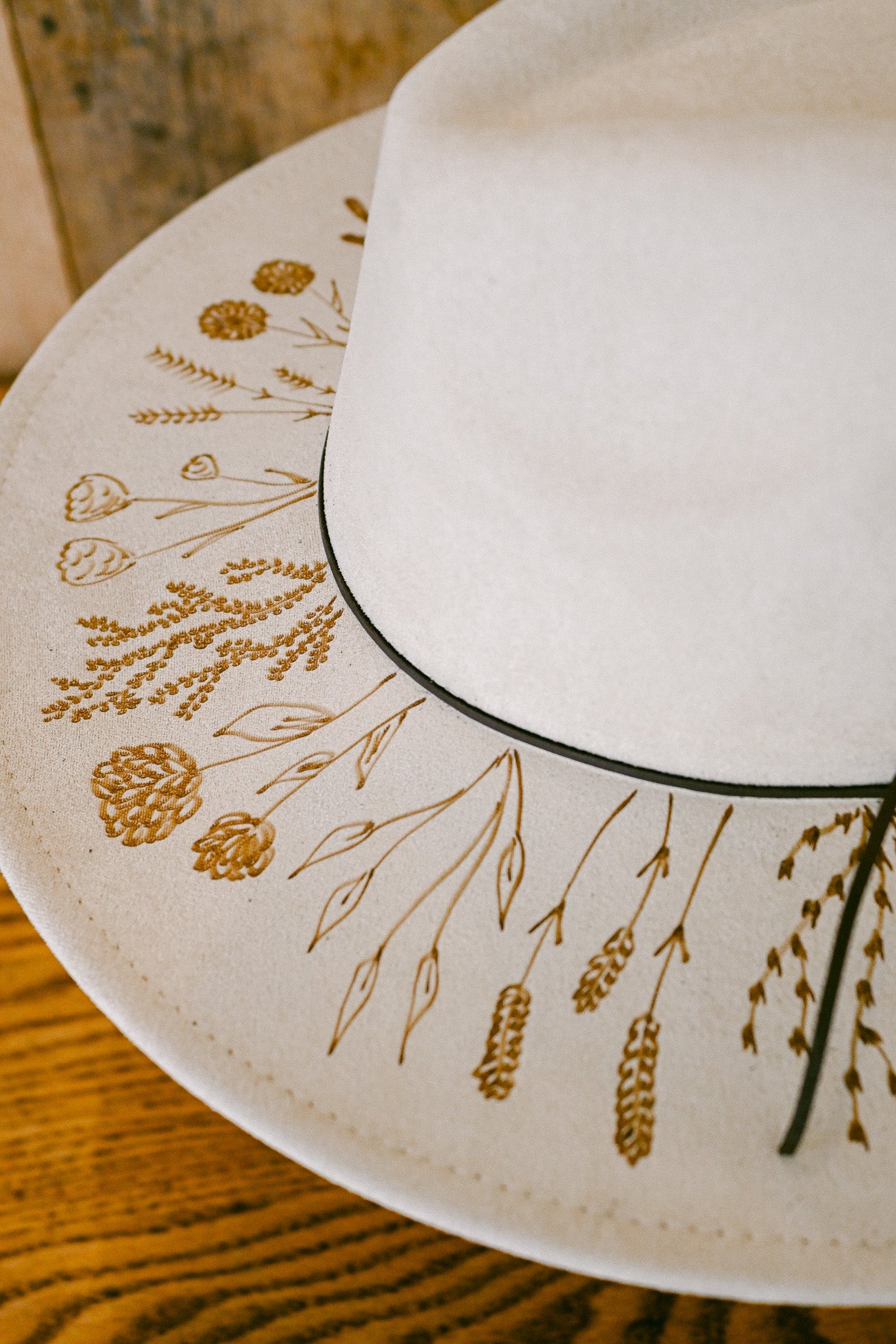 The Willow - Hand-Burned Wildflower Hat