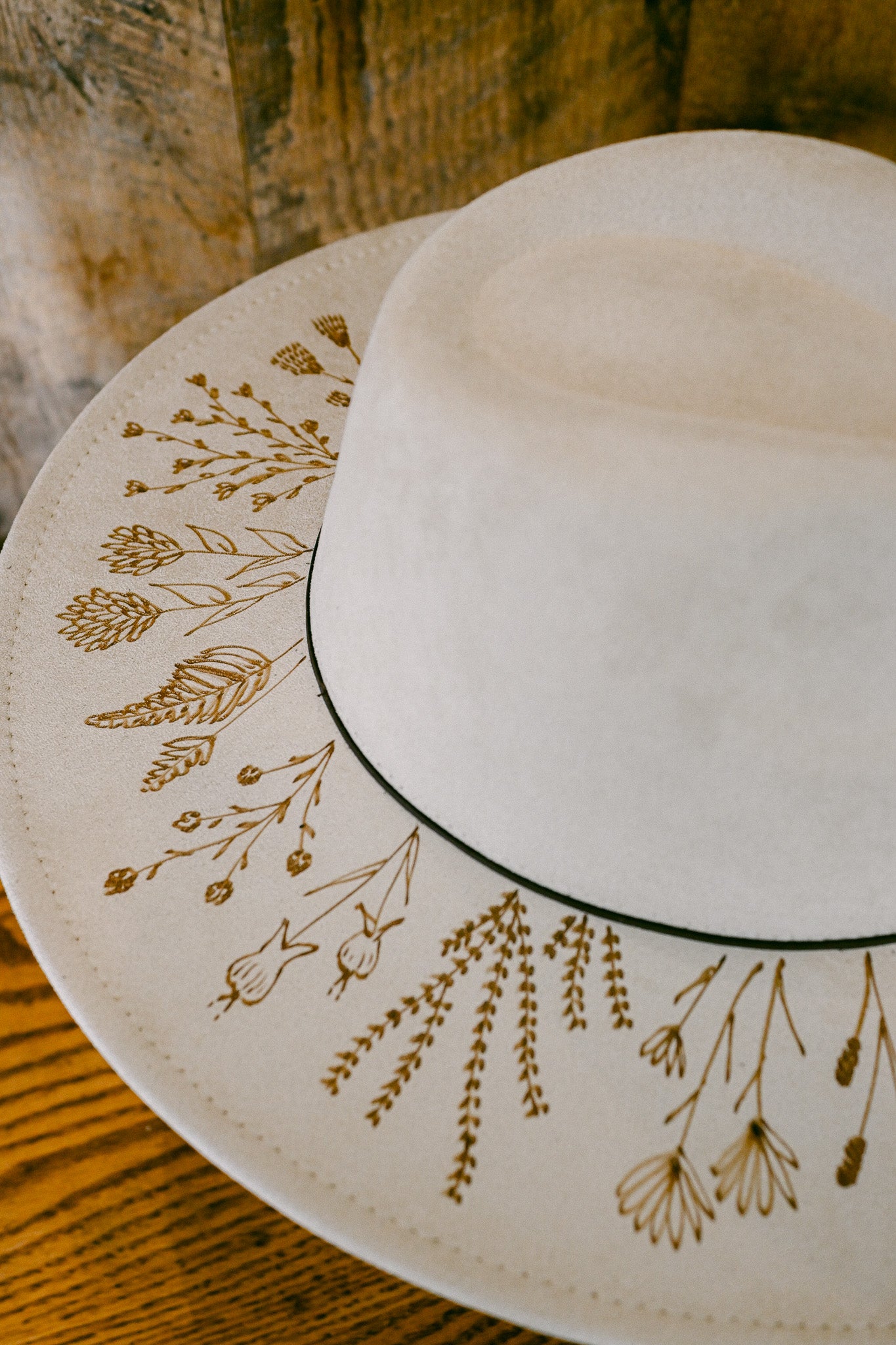 The Willow - Hand-Burned Wildflower Hat