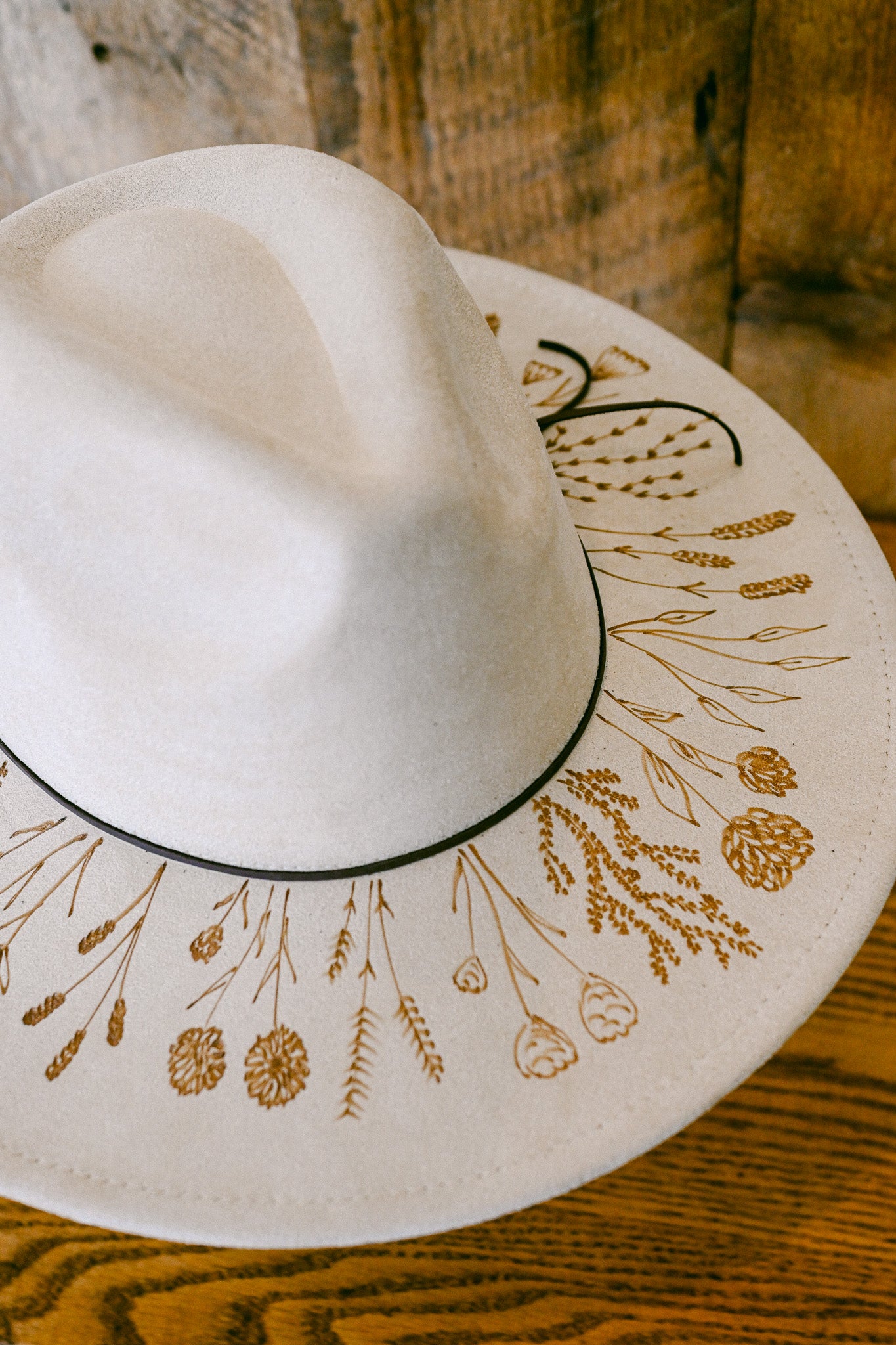 The Willow - Hand-Burned Wildflower Hat