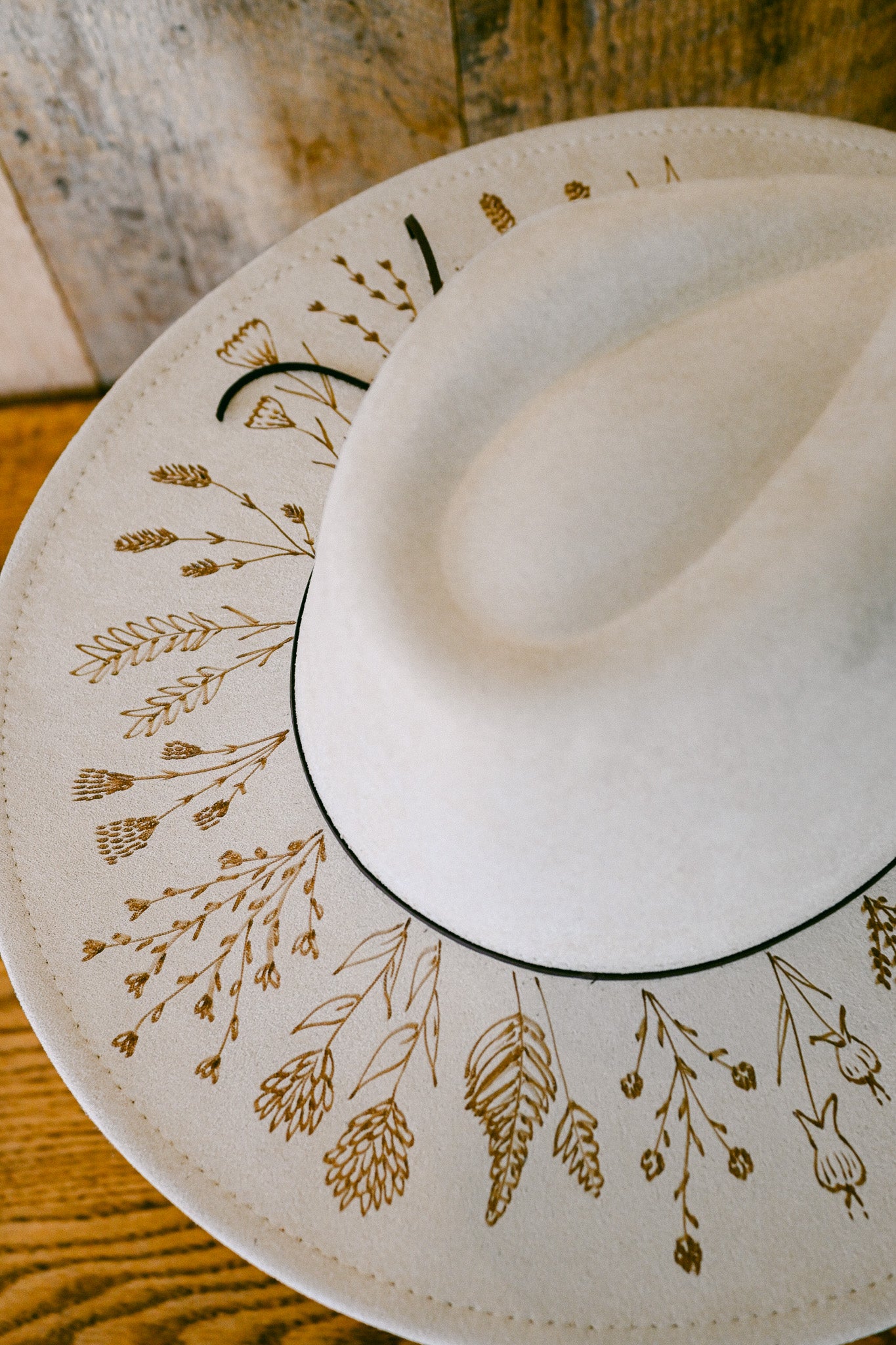 The Willow - Hand-Burned Wildflower Hat