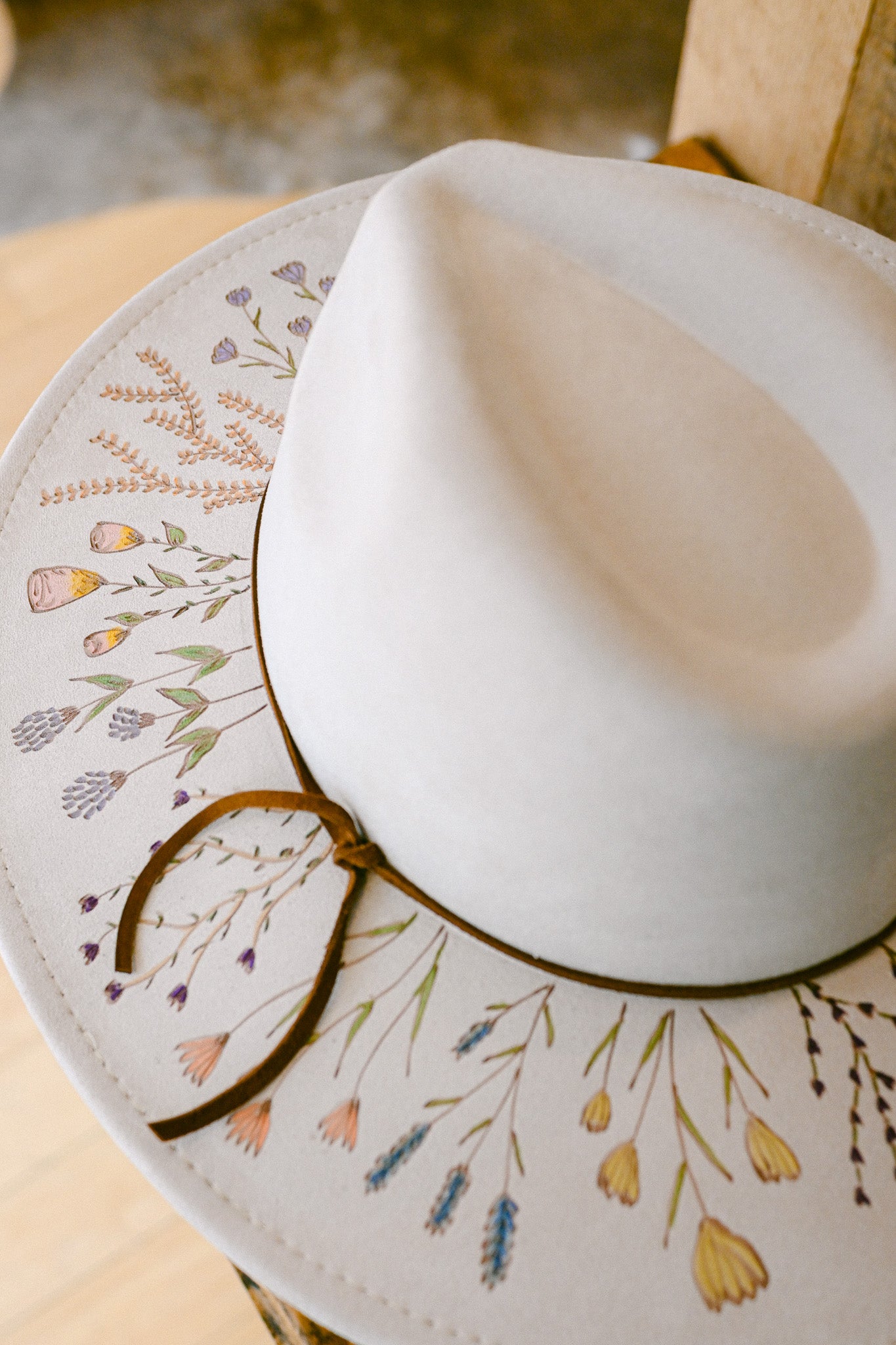 The Harlow - Hand-Burned and Hand-Painted Wildflower Hat