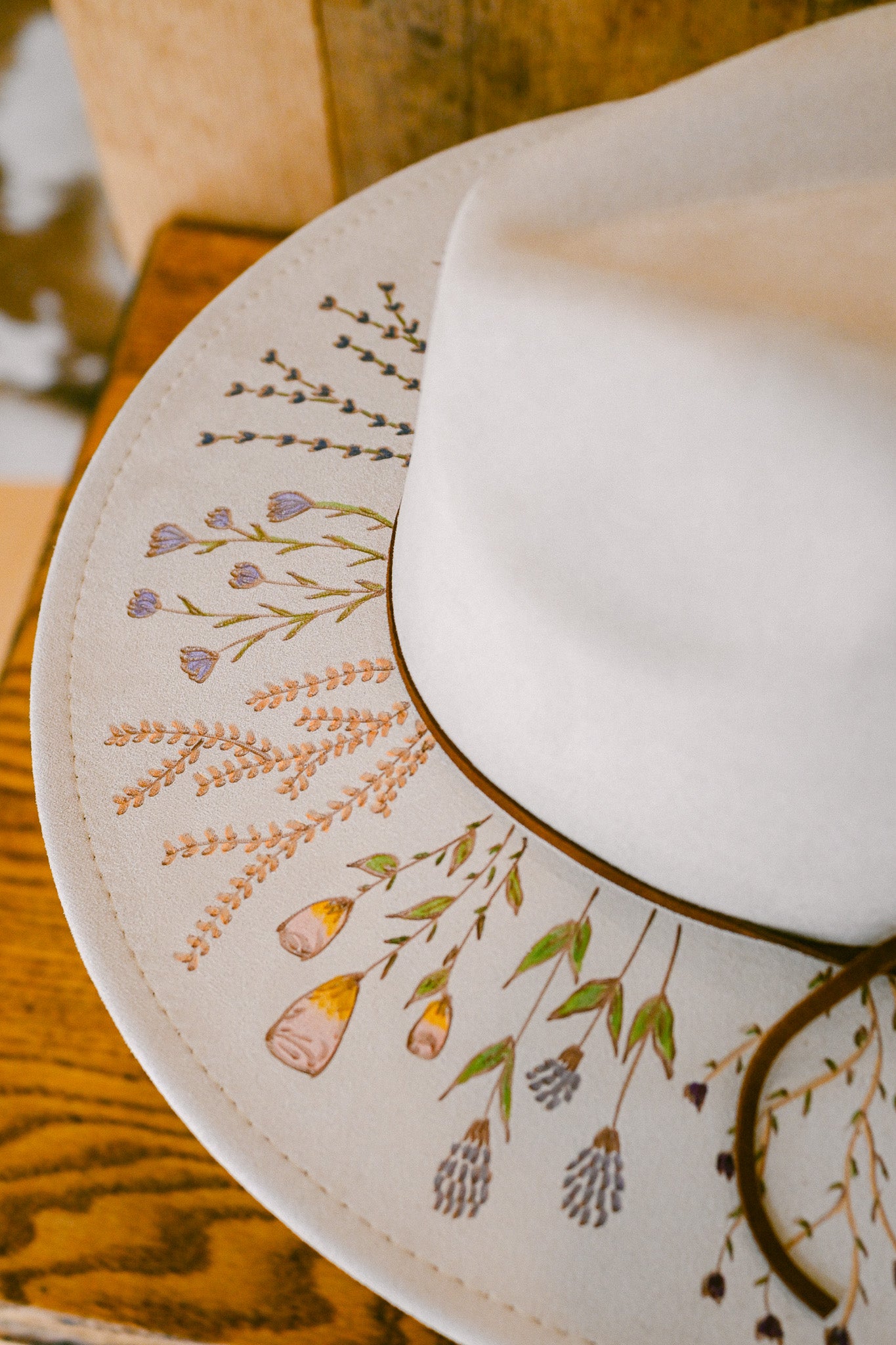 The Harlow - Hand-Burned and Hand-Painted Wildflower Hat