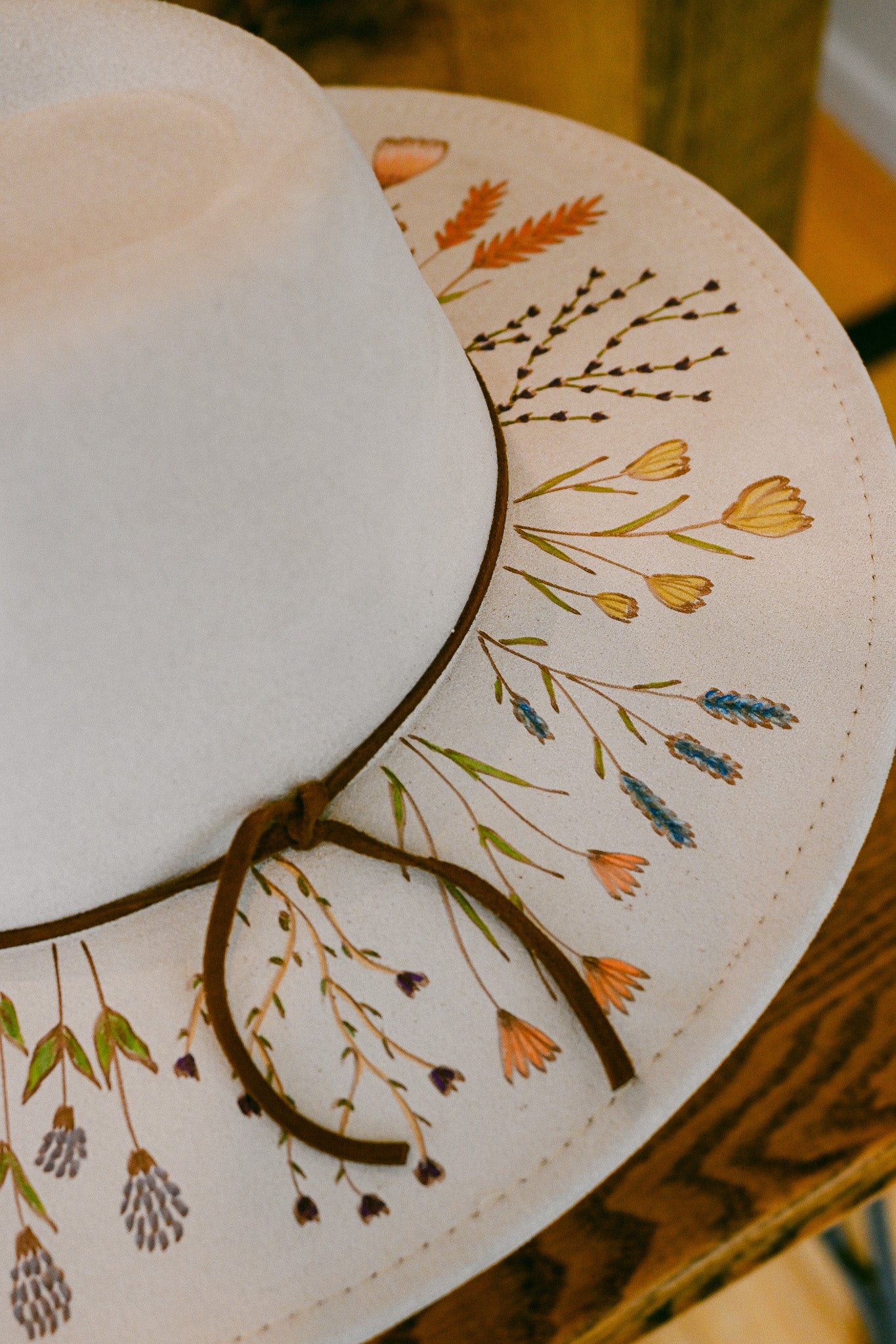 The Harlow - Hand-Burned and Hand-Painted Wildflower Hat