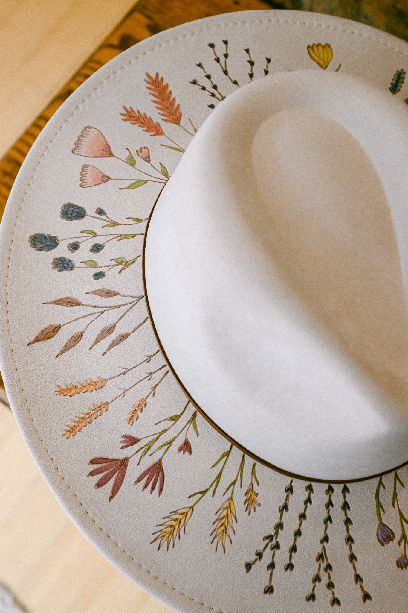 The Harlow - Hand-Burned and Hand-Painted Wildflower Hat