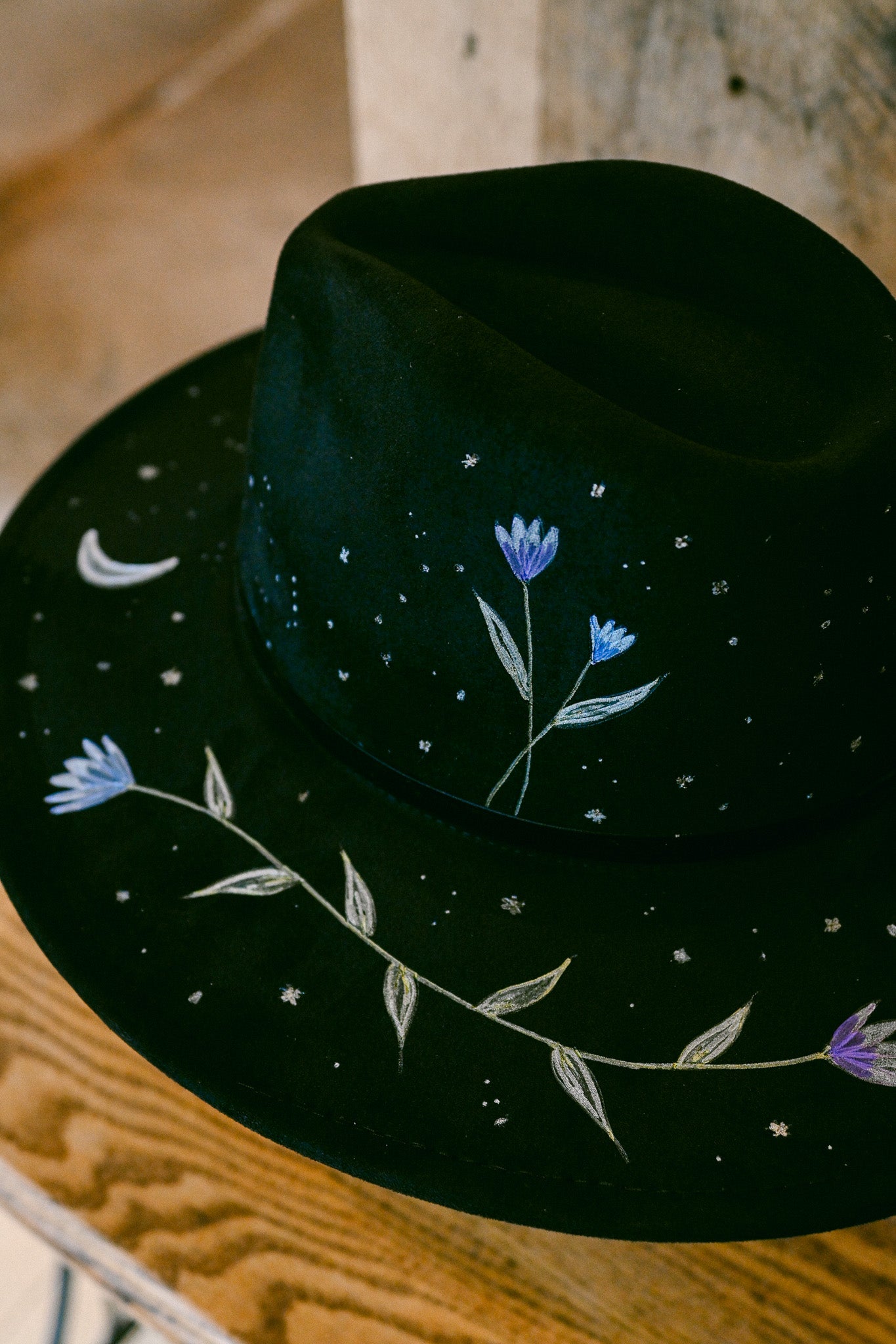 The Seren - Hand-Burned and Hand-Painted Wildflower Hat